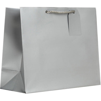 Heavyweight Solid Color Large Gift Bags, Matte Metallic Silver by Present Paper - Vysn