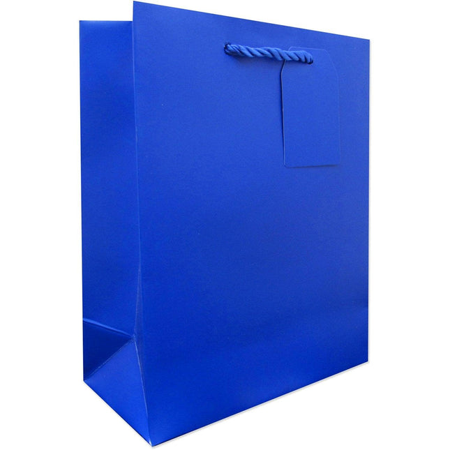 Heavyweight Solid Color Medium Gift Bags, Matte Royal Blue by Present Paper - Vysn