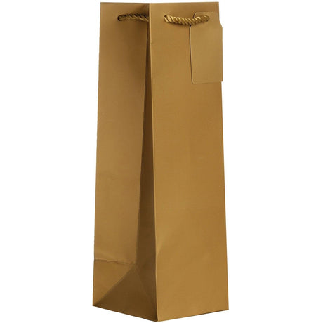 Heavyweight Solid Color Wine Bottle Gift Bags, Matte Metallic Gold by Present Paper - Vysn