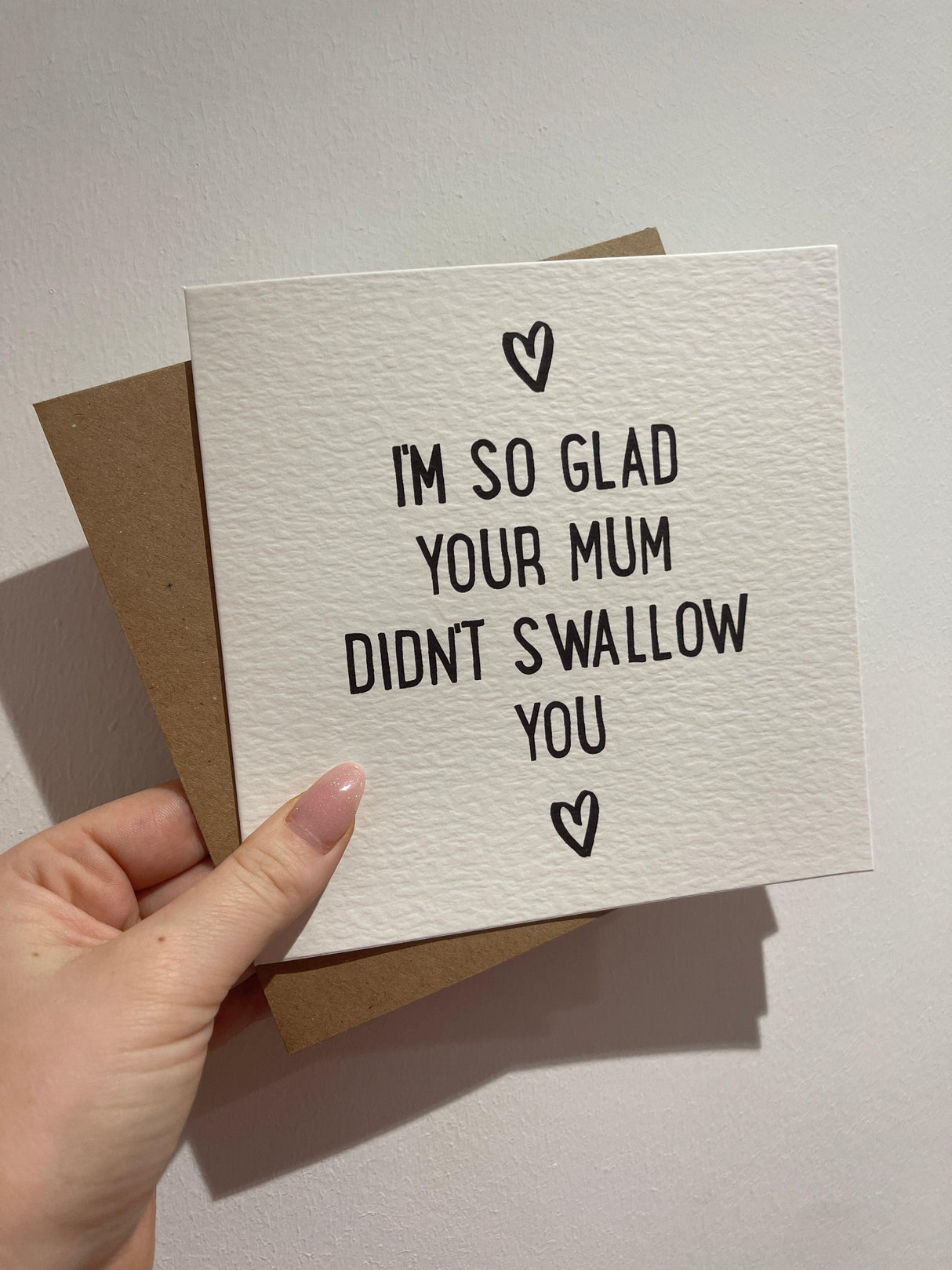 I’m So Glad Your Mum Didn’t Swallow You Valentines Day Funny Humorous Hammered Card & Envelope by WinsterCreations™ Official Store - Vysn