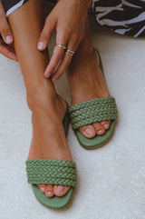 Iris Braided Leather Slides by ELF - Vysn