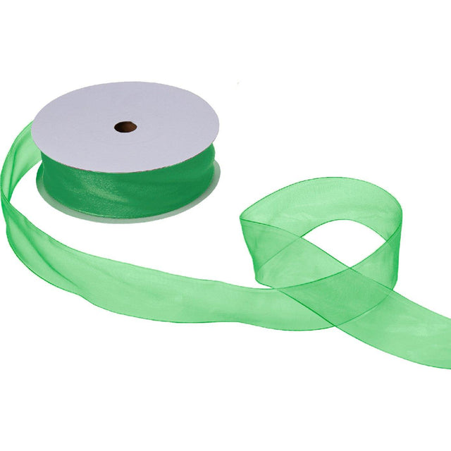 Jillson & Roberts Organdy Sheer Ribbon, 1 1/2" Wide x 100 Yards, Green by Present Paper - Vysn