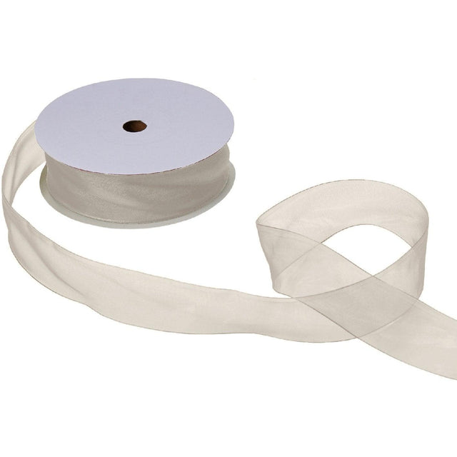 Jillson & Roberts Organdy Sheer Ribbon, 1 1/2" Wide x 100 Yards, Ivory by Present Paper - Vysn