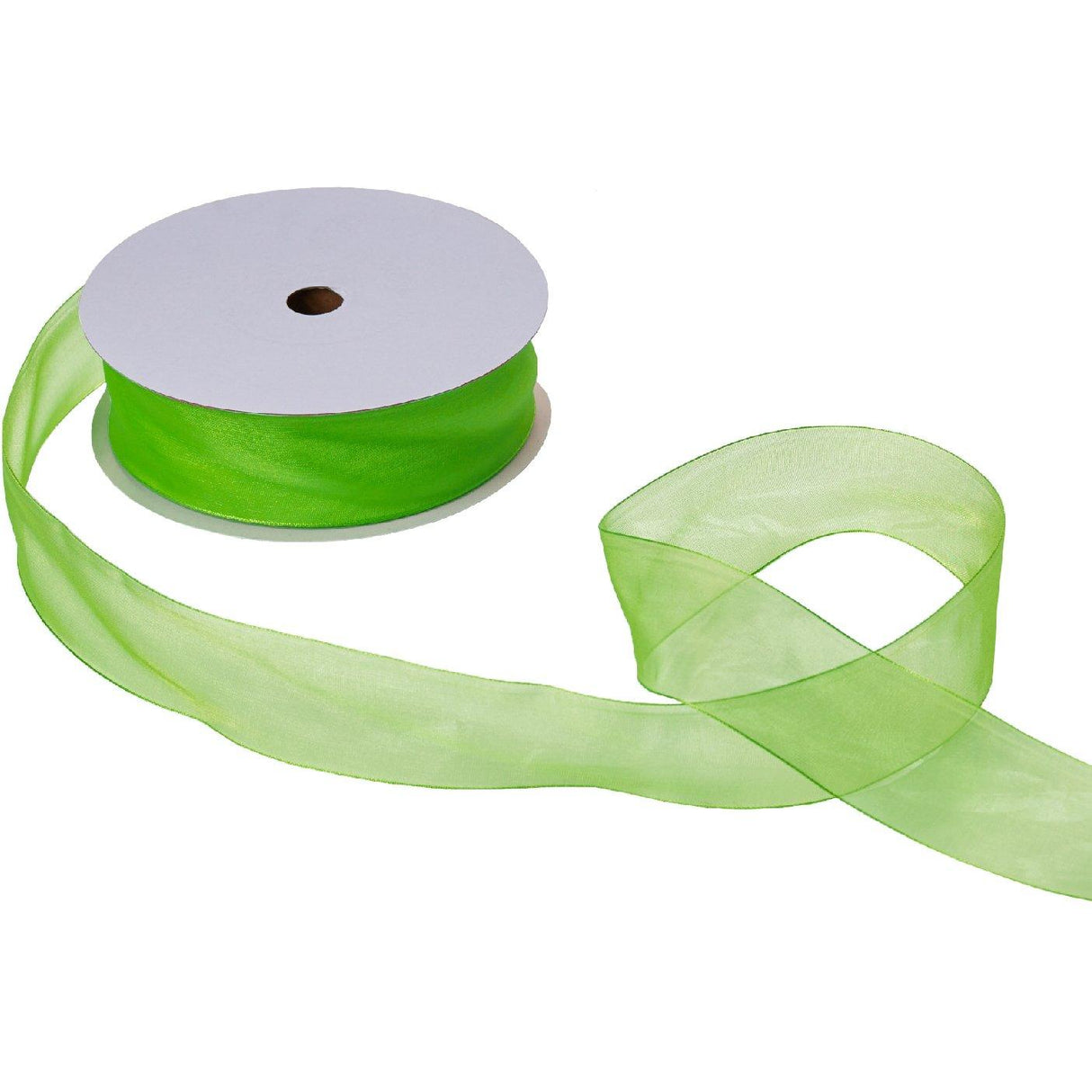 Jillson & Roberts Organdy Sheer Ribbon, 1 1/2" Wide x 100 Yards, Lime by Present Paper - Vysn