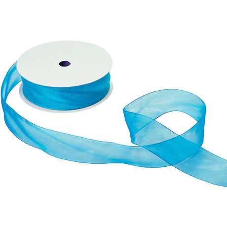 Jillson & Roberts Organdy Sheer Ribbon, 1 1/2" Wide x 100 Yards, Turquoise by Present Paper - Vysn