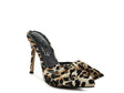 Joelle High Heel Bow Tie Leopard Print Mules by Blak Wardrob - Vysn