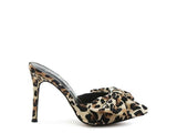 Joelle High Heel Bow Tie Leopard Print Mules by Blak Wardrob - Vysn