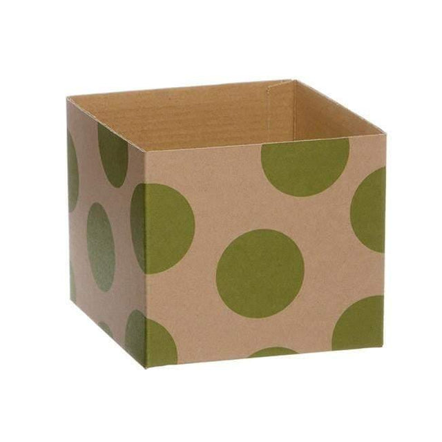 Kraft Mini Posy Box Polka Dots Lime (13x12cmH) by Tshirt Unlimited - Vysn