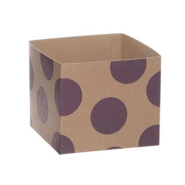 Kraft Mini Posy Box Polka Dots Violet (13x12cmH) by Tshirt Unlimited - Vysn