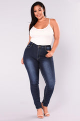 Land of Nostalgia Big Size Women's Skinny Denim Slim Fit Jeans by Land of Nostalgia - Vysn