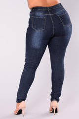 Land of Nostalgia Big Size Women's Skinny Denim Slim Fit Jeans by Land of Nostalgia - Vysn