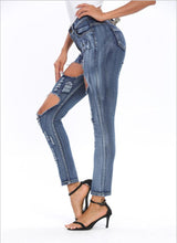 Land of Nostalgia Blue Denim Ripped Women's Euphoria Infused Skinny Jeans by Land of Nostalgia - Vysn