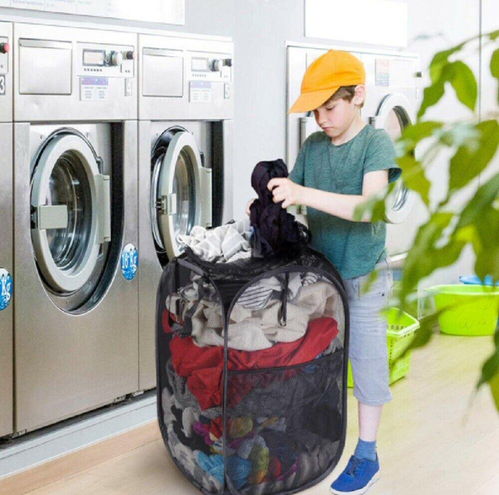 Large Foldable Storage Laundry Hamper Clothes Basket Nylon Laundry Washing Bag by Plugsus Home Furniture - Vysn