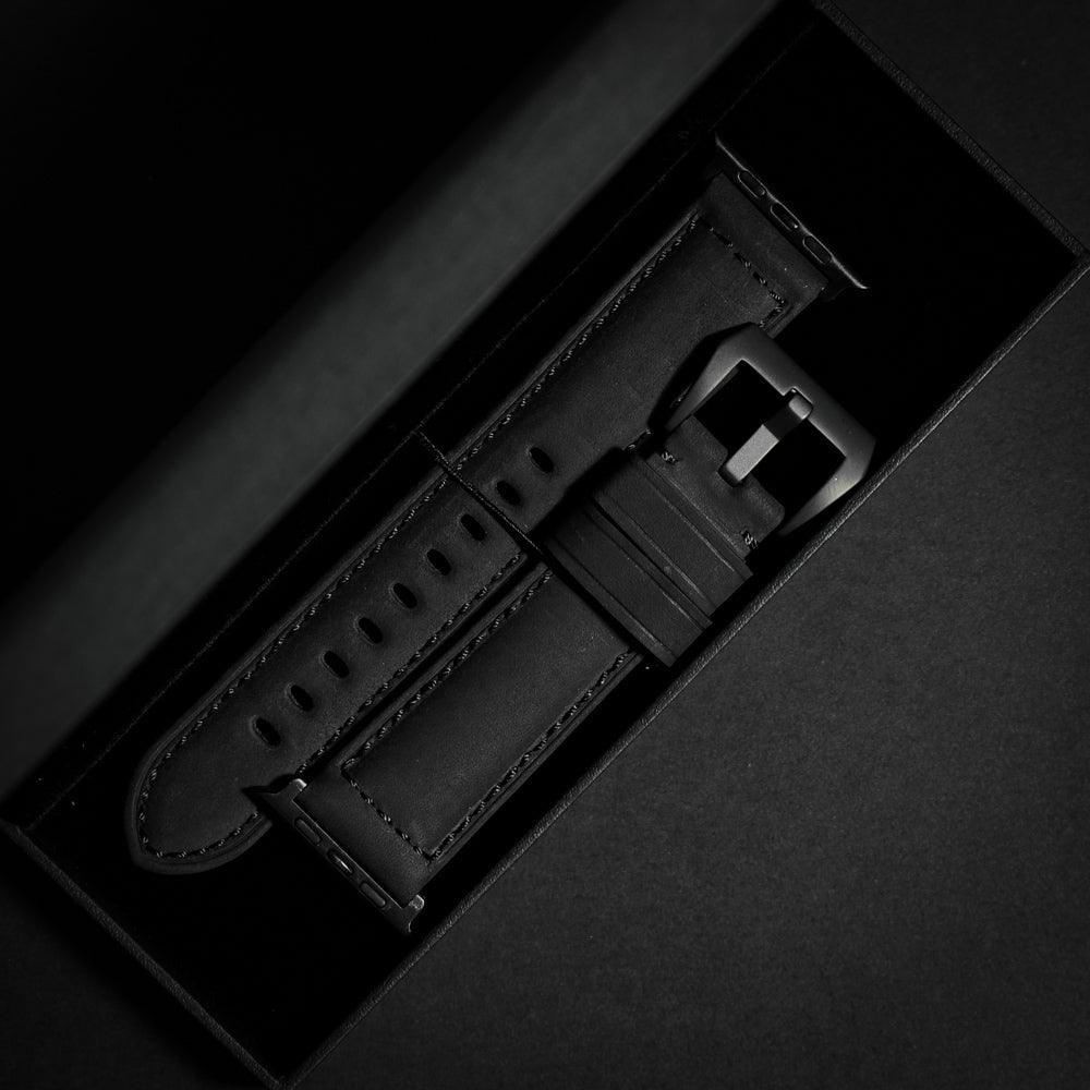 Leather Apple Watch Strap - Matte Black by Bullstrap - Vysn