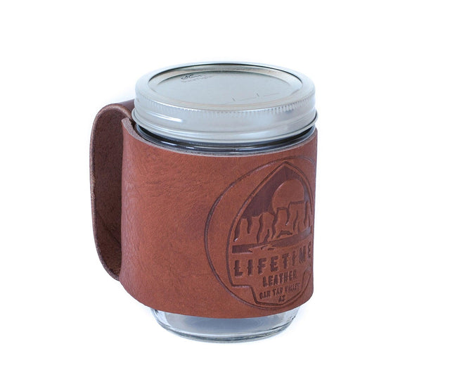 Leather Mason Jar Coozie by Lifetime Leather Co - Vysn