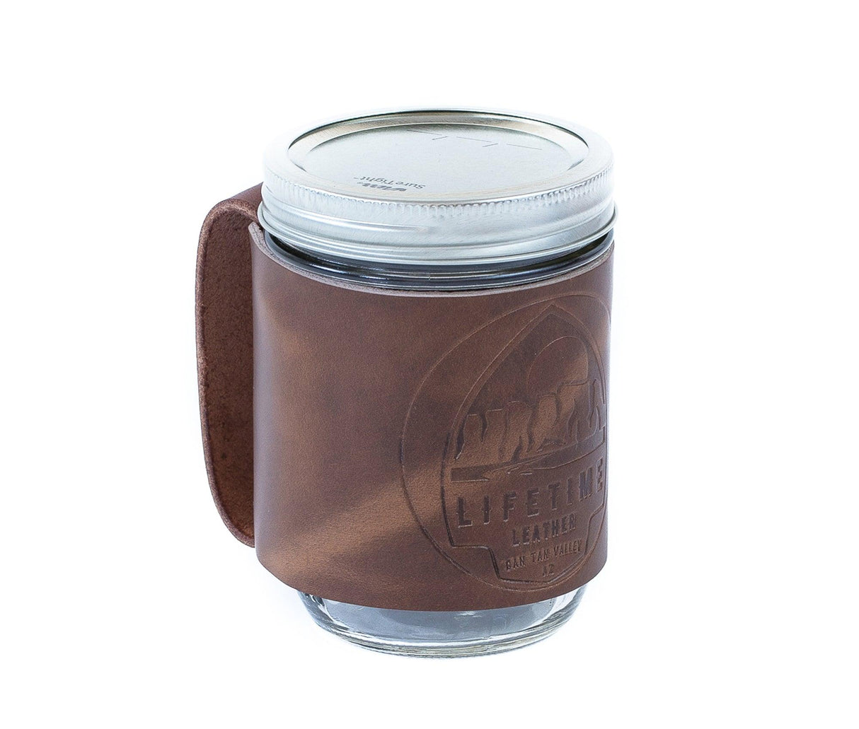 Leather Mason Jar Coozie by Lifetime Leather Co - Vysn