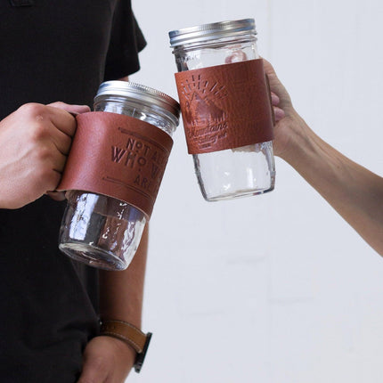 Leather Mason Jar Coozie by Lifetime Leather Co - Vysn
