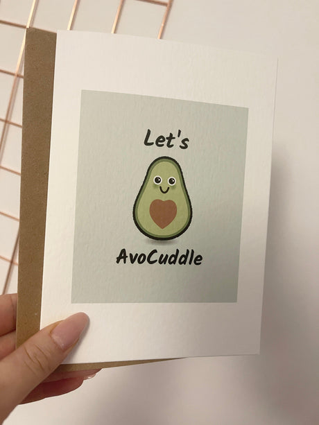 Let's Avocuddle Valentines Day Funny Humorous Hammered Card & Envelope by WinsterCreations™ Official Store - Vysn