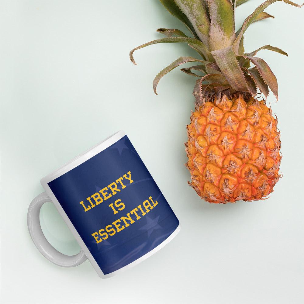 Liberty is Essential White glossy mug by Proud Libertarian - Vysn