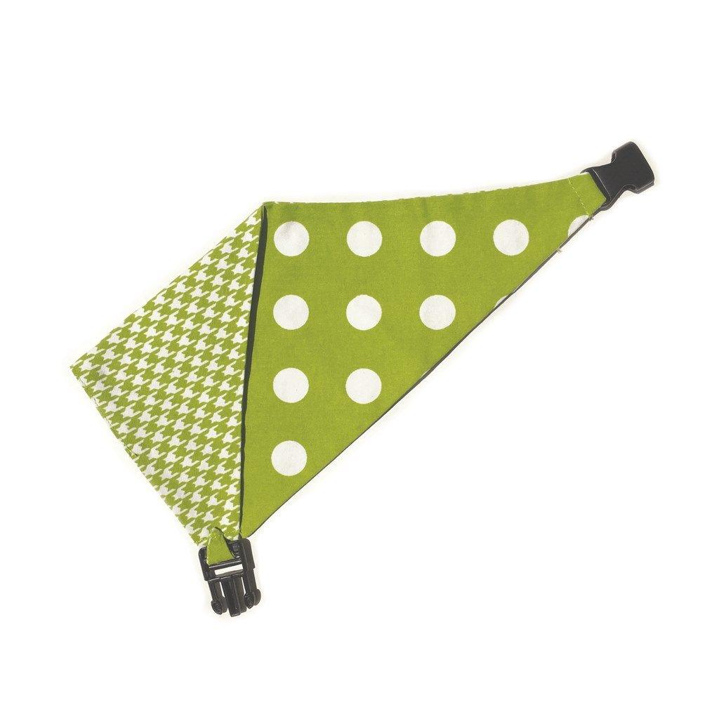 Lime Green Houndstooth Reversible Dog Bandana by Uptown Pups - Vysn