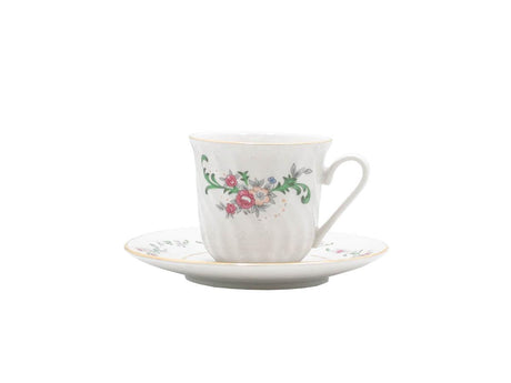 Limited Edition: Vintage Bloom Cups & Saucers Set by Tuxton Home - Vysn