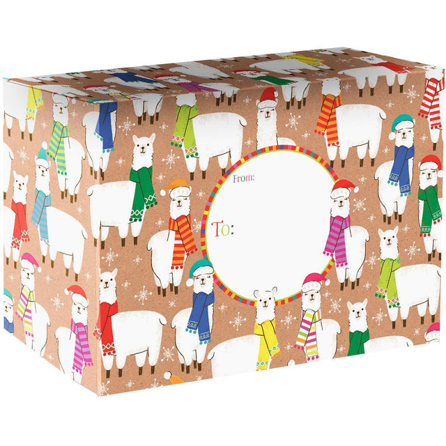 Llamas Medium Christmas Printed Gift Mailing Boxes by Present Paper - Vysn