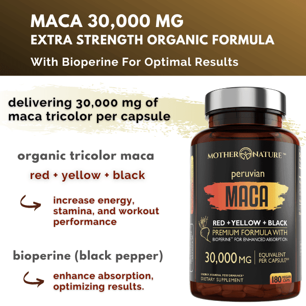 Maca Capsules Extra Strength by Mother Nature Organics - Vysn