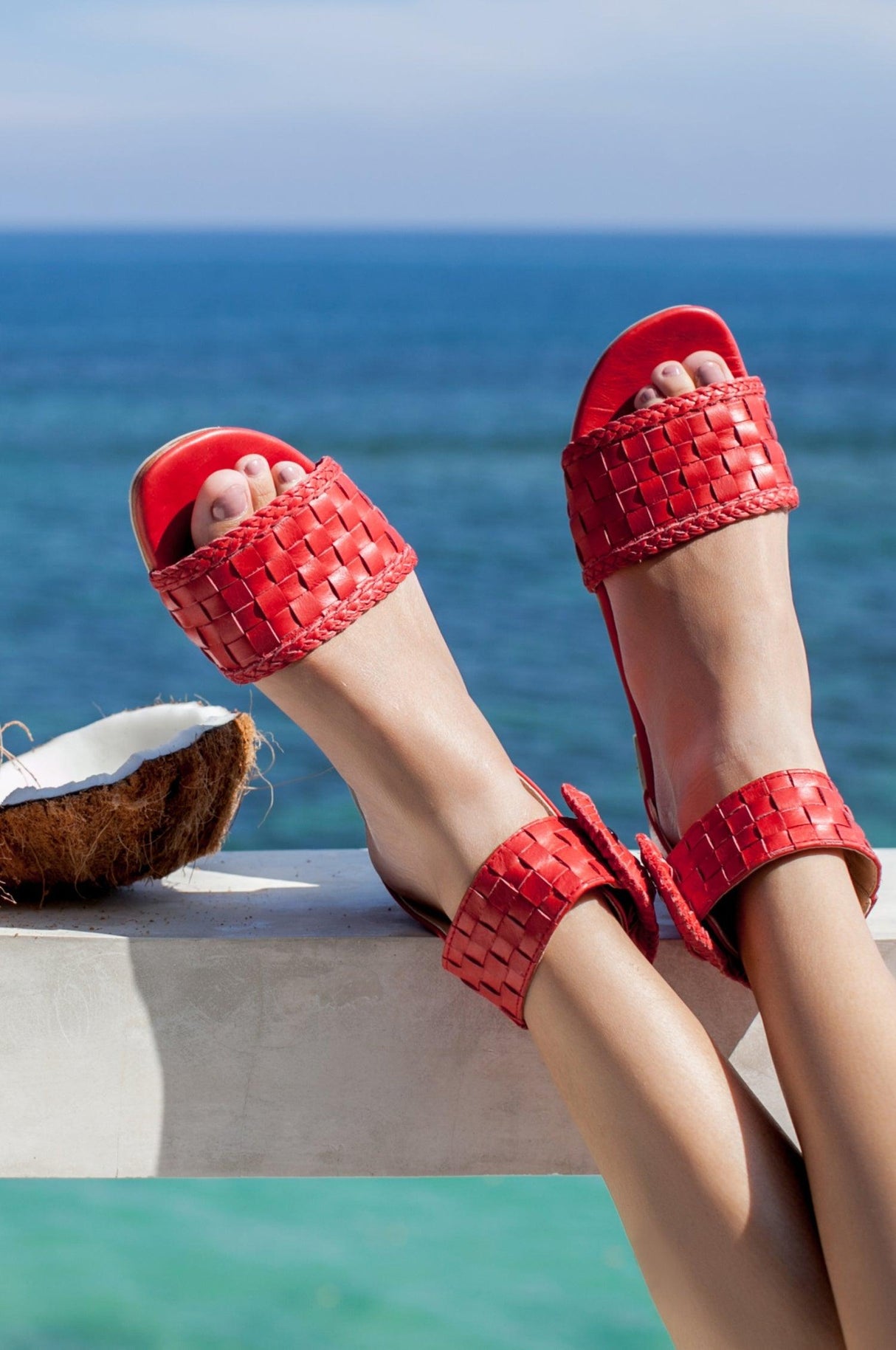 Madagascar Woven Leather Sandals by ELF - Vysn