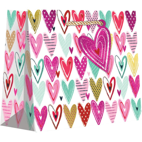 Medium Valentine Gift Bags, Pretty Hearts with Holographic Accents by Present Paper - Vysn