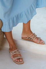 Melasti Woven Leather Slides by ELF - Vysn