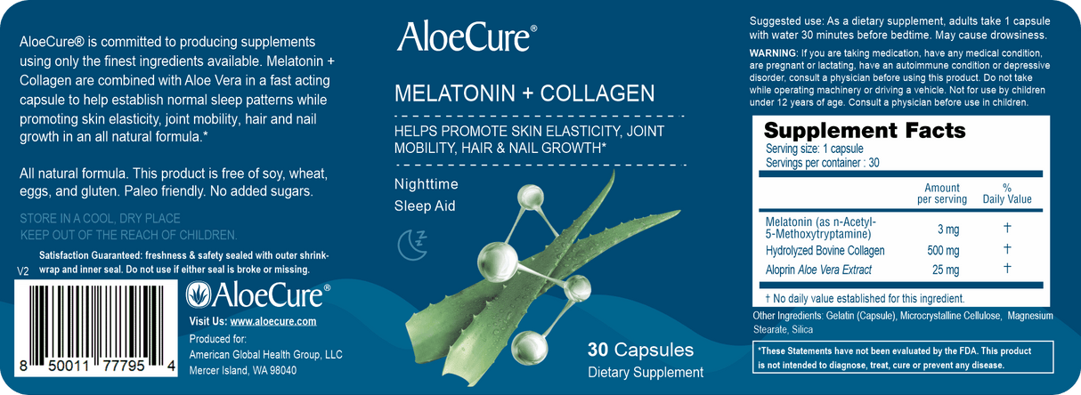 Melatonin + Collagen Sleep Support by AloeCure - Vysn