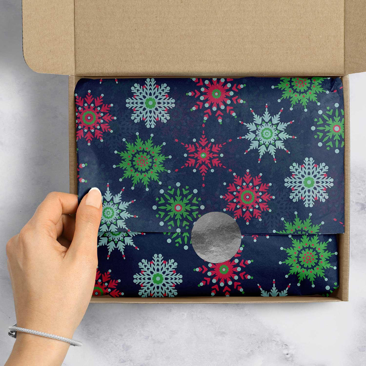 Midnight Snowflakes 20" x 30" Christmas Gift Tissue Paper by Present Paper - Vysn