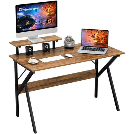 Modern Design Computer Desk with Monitor Shelf 47" by Plugsus Home Furniture - Vysn