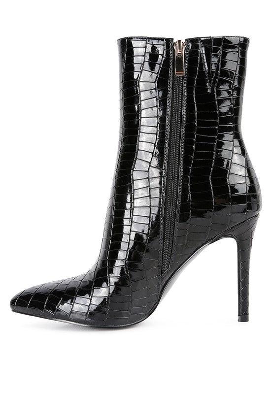 Momoa Patent Pu High Heeled Ankle Boot by Blak Wardrob - Vysn