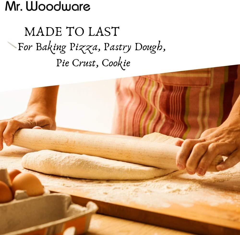 Mr. Woodware - French Wooden Rolling Pin 18″ x 1.55″ for Baking Pizza Pastry Dough, Pie Crust & Cookie by Mr. Woodware - Vysn