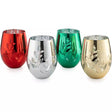 Multicolor 4-Piece Tree Stemless Wine & Water Glasses - Shining Red Green Yellow Silver, Housewarming Gift For Her, Him Party Décor, Colored Glass Trees Décor, Kitchen Home Decoration (Stemless) by The Wine Savant - Vysn