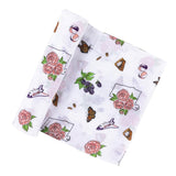 Muslin Baby Swaddle Blanket & Bib Gift Set: Alabama Floral by Little Hometown - Vysn