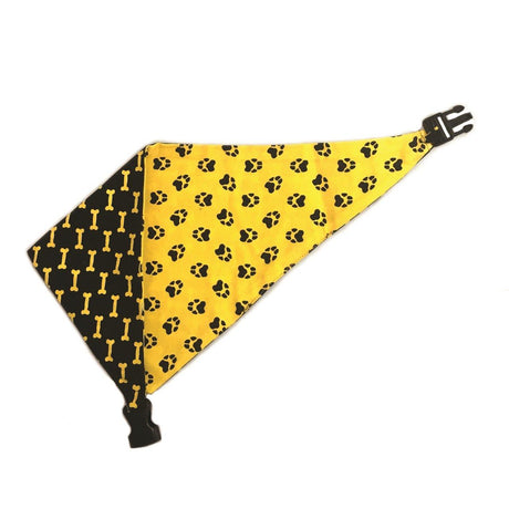 Mustard Yellow & Black Reversible Dog Bandana by Uptown Pups - Vysn