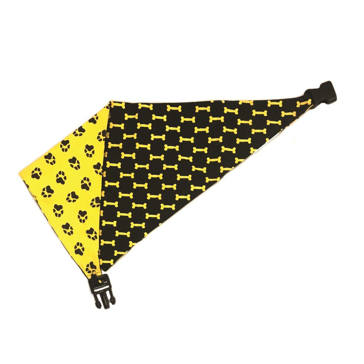 Mustard Yellow & Black Reversible Dog Bandana by Uptown Pups - Vysn