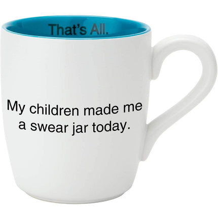My Children Made Me A Swear Jar Today Ceramic Coffee Mug in Teal and White by The Bullish Store - Vysn