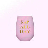 Nap All Day Stemless Wine Glass in Iridescent Tinted Pink | 20 oz. by The Bullish Store - Vysn