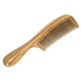 Natural Green Sandalwood Peach Wood Anti Static Pocket Hair Beard Handmade Comb by Plugsus Home Furniture - Vysn