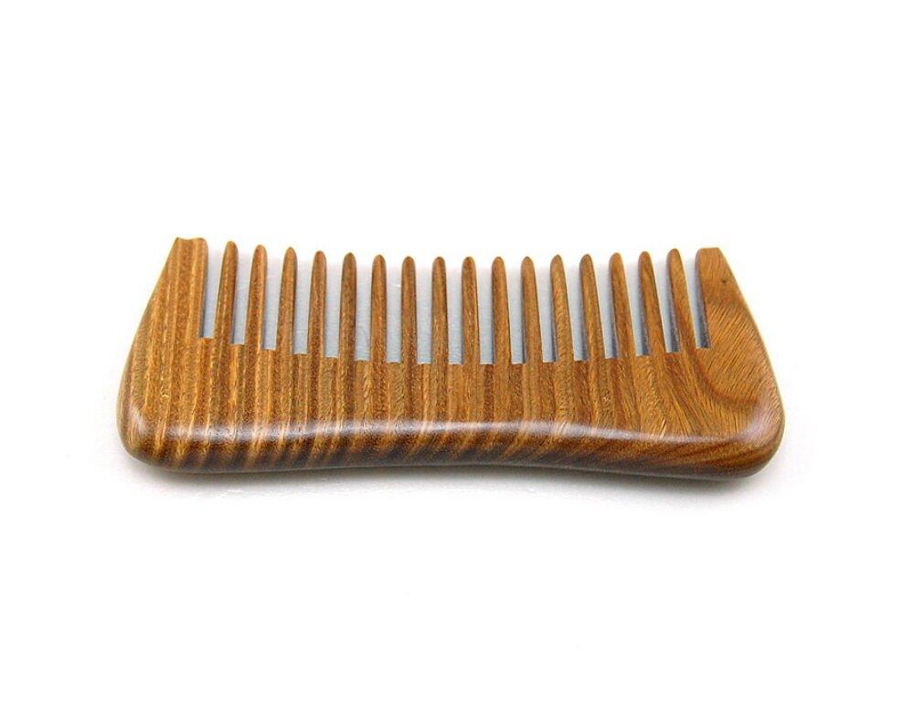 Natural Green Sandalwood Peach Wood Anti Static Pocket Hair Beard Handmade Comb by Plugsus Home Furniture - Vysn