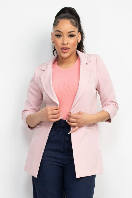 Open Front Notch Solid Jacket - VYSN