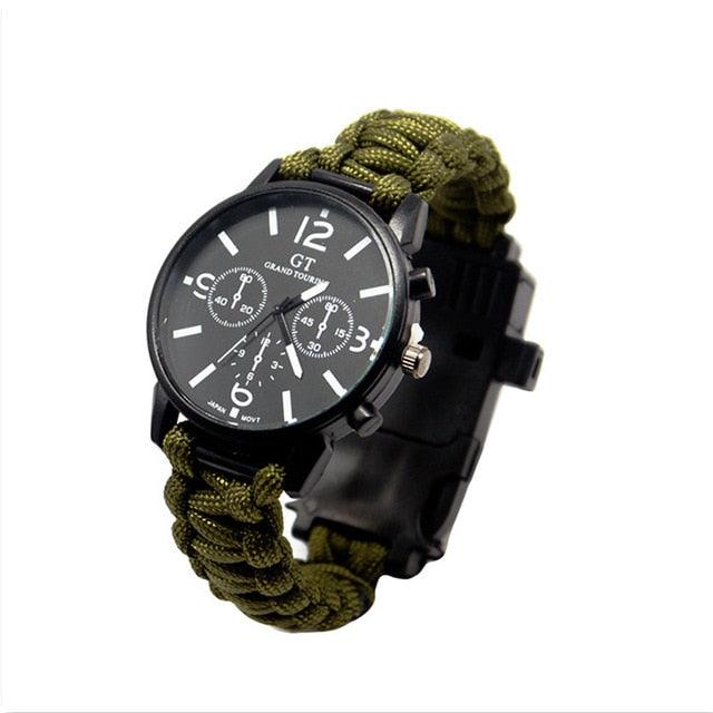 Outdoor Multi function Camping Survival Watch Bracelet Tools With LED Light by VistaShops - Vysn