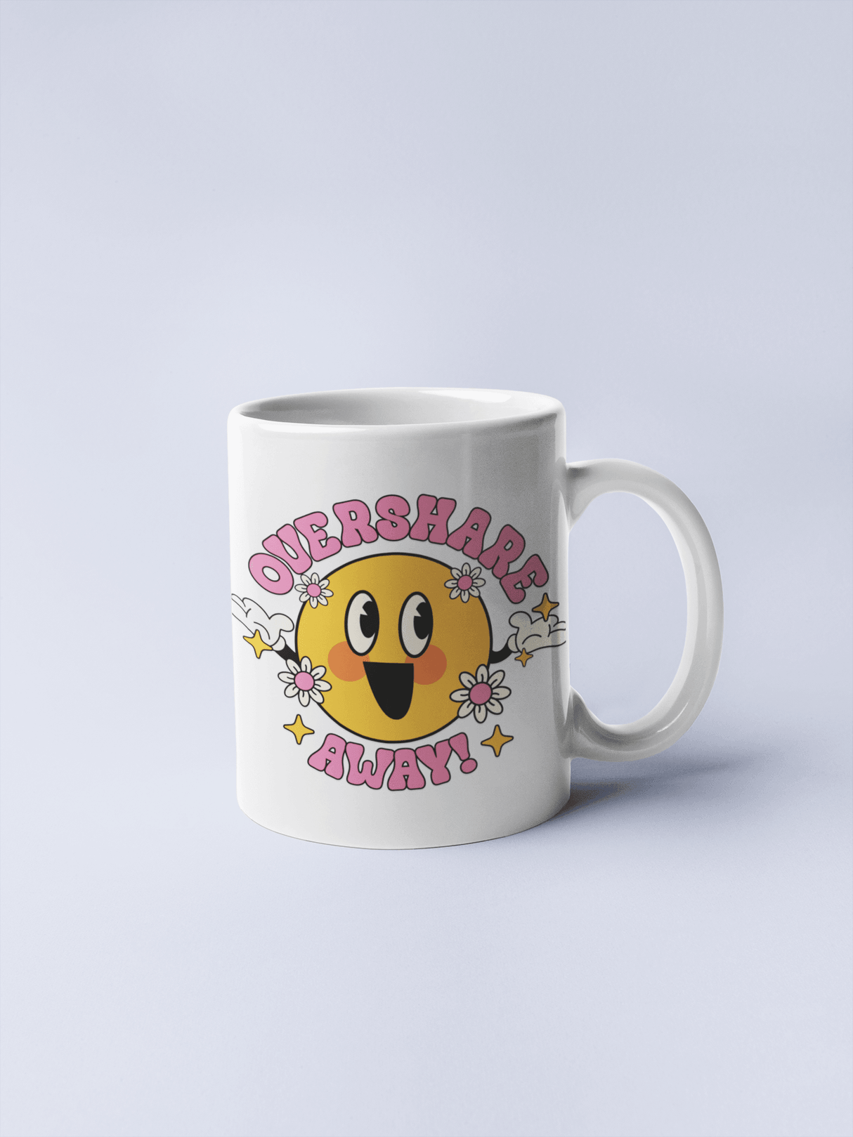 Overshare Away Smiley Mug by Quirky Crate - Vysn