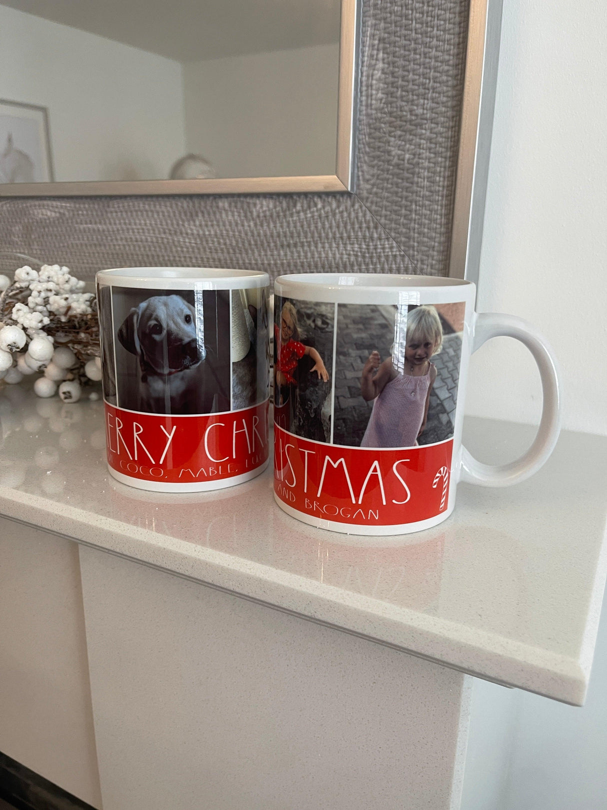 Personalised Text & Photo Picture Merry Christmas Ceramic Mug by WinsterCreations™ Official Store - Vysn