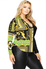 Plus long sleeve gold chain printed shirt - Vysn