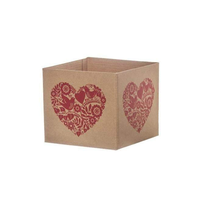 Posy Box Mini Bird in Heart Kraft Red (13x12cmH) by Tshirt Unlimited - Vysn