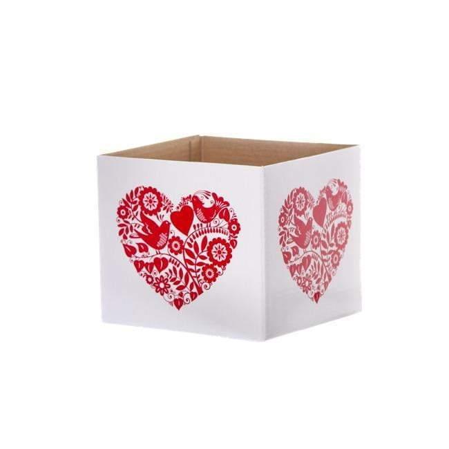 Posy Box Mini Bird in Heart White Red (13x12cmH) by Tshirt Unlimited - Vysn